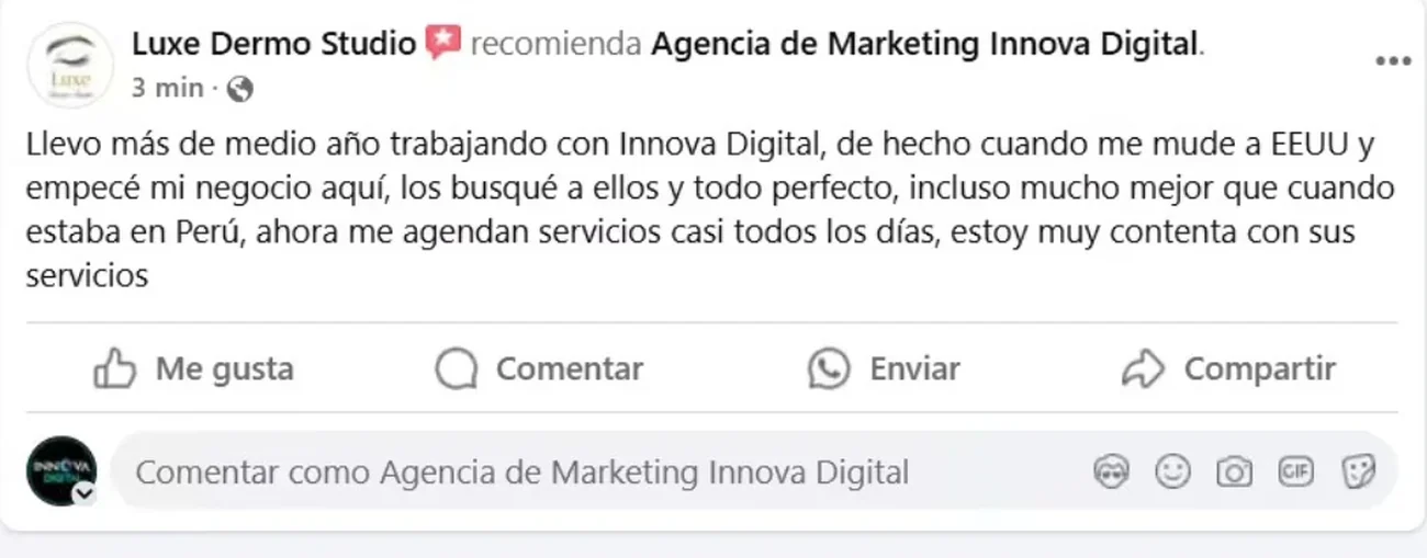 Testimonio de Luxe Dermo Studio
